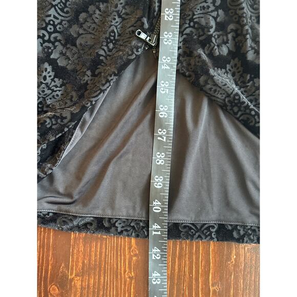 Rachel Roy Dress L Black Velvet Burnout Faux Wrap Asymmetrical Zip High Low Hem - Picture 15 of 16